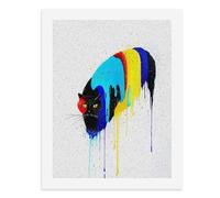 Pintura por números, un gato colorido con salpicaduras de pintura vibrante, kit de pintura digital para adultos, crea tu propia escena mágica, suministros de arte sin marco, 40 x 50 cm