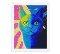 Pintura por números, un gato colorido con tonos vibrantes, kit de pintura digital para adultos, crea tu propia escena mágica, suministros de arte sin marco, 40 x 50 cm