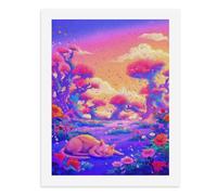 Pintura por números, un gato colorido durmiendo en un jardín vibrante, kit de pintura digital para adultos, crea tu propia escena mágica, suministros de arte sin marco, 40 x 50 cm