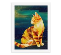 Pintura por números, un gato colorido sentado en una noche estrellada, kit de pintura digital para adultos, crea tu propia escena mágica, suministros de arte sin marco, 40 x 50 cm