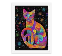 Pintura por números, un gato colorido y vibrante rodeado de patrones florales, kit de pintura digital para adultos, crea tu propia escena mágica, suministros de arte sin marco, 40 x 50 cm