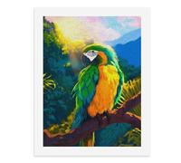 Pintura por números, un guacamayo colorido posado en una rama en una vibrante jungla, kit de pintura digital para adultos, crea tu propia escena mágica, suministros de arte sin marco, 40 x 50 cm