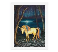 Pintura por números, un unicornio colorido se coloca delante de un bosque, kit de pintura digital para adultos, crea tu propia escena mágica, suministros de arte sin marco, 40 x 50 cm