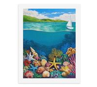 Pintura por números, una colorida escena submarina con conchas marinas, estrella de mar y coral, kit de pintura digital para adultos, crea tu propia escena mágica, suministros de arte sin marco, 40 x