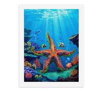 Pintura por números, una colorida estrella de mar en una escena subacuática, kit de pintura digital para adultos, crea tu propia escena mágica, suministros de arte sin marco, 40 x 50 cm