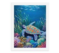 Pintura por números, una colorida tortuga marina que nada entre corales vibrantes, kit de pintura digital para adultos, crea tu propia escena mágica, suministros de arte sin marco, 40 x 50 cm