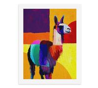 Pintura por números, una llama colorida se apoya contra un fondo geométrico vibrante, kit de pintura digital para adultos, crea tu propia escena mágica, suministros de arte sin marco, 40 x 50 cm