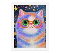 Pintura por números, una noche estrellada colorida con un gato vibrante, kit de pintura digital para adultos, crea tu propia escena mágica, suministros de arte sin marco, 40 x 50 cm
