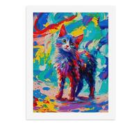 Pintura por números, una pintura colorida y vibrante de un gato, kit de pintura digital para adultos, crea tu propia escena mágica, suministros de arte sin marco, 40 x 50 cm