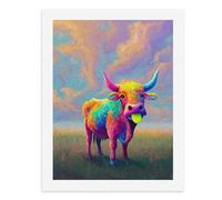Pintura por números, una vaca colorida de pie en un campo vibrante, kit de pintura digital para adultos, crea tu propia escena mágica, suministros de arte sin marco, 40 x 50 cm