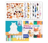 Pintura por Pegatinas, Libros de Pegatinas 3D para Aprender Animales, Juegos Cerebrales Juguetes Educativos Motricidad Fino Aprendizaje Materno