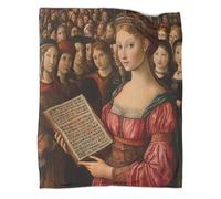 Pintura Renacentista Manta Suave Y Cómoda Impresa 3D Mujer mostrando un cartel informativo a la multitud Colcha Patchwork Adolescente Y Adultos Estampada Adecuada Para Cama Y Sofá 50x60inch(127x152cm)