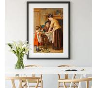 Pintura retro de madre e hijos del siglo XIX, arte mural impreso en lienzo, póster, decoración del hogar, mural para sala de estar y oficina (40 x 60 cm/sin marco)