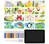 Pintura sobre - Juego de Cartas de Pintura sobre Colorida | 12 Colores de, 16 imágenes para despegar y, 1 Bandeja, 1 Pincel para Manualidades Divertidas.