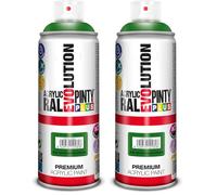 Pintura spray Acrílica Brillo PINTYPLUS EVOLUTION 520cc Grass green Ral 6010 (Paquete de 2)
