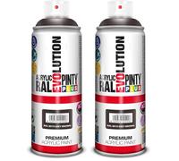 Pintura spray Acrílica Brillo PINTYPLUS EVOLUTION 520cc Grey brown Ral 8019 (Paquete de 2)
