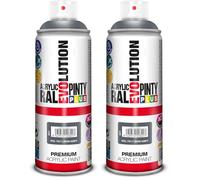 Pintura spray Acrílica Brillo PINTYPLUS EVOLUTION 520cc Iron grey Ral 7011 (Paquete de 2)