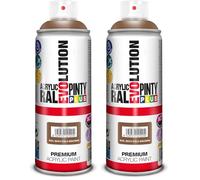 Pintura spray Acrílica Brillo PINTYPLUS EVOLUTION 520cc Pale brown Ral 8025 (Paquete de 2)