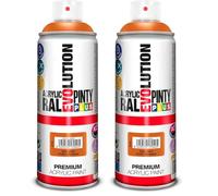 Pintura spray Acrílica Brillo PINTYPLUS EVOLUTION 520cc Pure orange Ral 2004, Estándar (Paquete de 2)