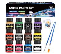 Pintura Textil Permanente y Lavable 12*25ml, Pintura de Tela, Pintura Textil, Fabric Paint, Pintura para Tela Permanente y Lavable, Se Puede Utilizar para Pintar Ropa, Zapatos, Bolsas de Lona (A)