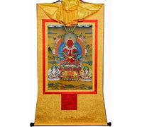 Pintura tibetana de Don Carver. Amitayus (Buda de la Vida Infinita, Amida, Amitabha), Brocado Thangka, for Zen (Color: Rojo, Tamaño: Pequeño (35 cm * 27 cm)) (Color (Color : Gold, Size : Small(35cm*