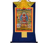 Pintura tibetana de Don Carver. Amitayus (Buda de la Vida Infinita, Amida, Amitabha), Brocado Thangka, for Zen (Color: Rojo, Tamaño: Pequeño (35 cm * 27 cm)) (Color (Color : Blu, Size : Large(85cm*6