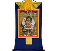 Pintura tibetana de Don Carver. Cinco formas de Manjusri (Buda de la sabiduría, gloria suave), brocado Thangka, for Zen (color: azul, tamaño: pequeño (35 cm * 27 cm) (Colo (Color : Blu, Size : Small