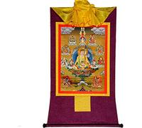 Pintura tibetana de Don Carver. Padmasambhava - Tapiz tibetano de Thangka con estampado de arte budista for meditación zen de altar budista (color: dorado, tamaño: S) (color: azul, tamaño: M) (color: