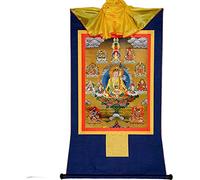 Pintura tibetana de Don Carver. Padmasambhava - Tapiz tibetano de Thangka con estampado de arte budista for meditación zen de altar budista (color: dorado, tamaño: S) (color: azul, tamaño: M) (color: