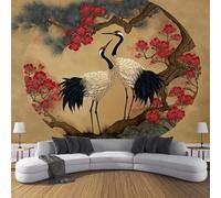 Pintura Tradicional China 3D Murales De Pared,Ramas De Pino Y Grullas Papel Pintado Murales Decoración Hogareña Artes De Salón,Dormitorio,Habitación Para Niños,Pared De Tv 150 × 105 Cm