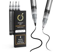 Pinturale Arts Rotulador Acrilico Negro | Set 4 Rotuladores Acrilicos Negros | Rotulador Negro Punta Extrafina (0,7mm y 0,5mm) | Para Pintar Piedras, Metal, Ceramica, Madera