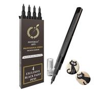 Pinturale Arts Rotulador Acrilico Negro | Set 4 Rotuladores Acrilicos Negros | Rotulador Negro Punta Fina 0,7mm | Para Pintar Piedras, Metal, Ceramica, Madera