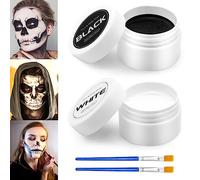 Pinturas Corporales Blanco y Negro Halloween: Kit de Pintura Corporal de Cara en - Niños adultos Payaso Maquillaje Zombie Vampiro Cosplay - para fiesta de Halloween Carnaval Teatro de arte