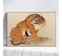 Pinturas de arte folclórico chino moderno, póster de tigre feroz, impresiones en lienzo, arte mural, cuadros, decoración del hogar (30x50 cm/sin marco)