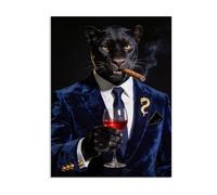 Pinturas de guepardo negro y dorado impresiones en lienzo de leopardo de las nieves azules y frías imágenes de animales salvajes obras decoración sala de estar oficina póster de 50x40cm(20x16in)