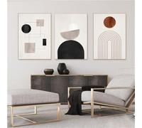 Pinturas de Lienzo,3 Piezas-Pintura de Pared Abstracta Figuras Geométricas Lienzo Arte Gráfico Póster Impresión Vintage Imagen Cocina Oficina Dormitorio Decoración Obra de Arte-60*70cm (Sin Marco)