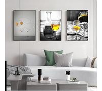 Pinturas de Lienzo,Cuadro Decorativo de Pared Con Lienzo Abstracto Nórdico Sobre Vino y Comida Impresiones de Arte Moderno para Pared en Sala de Estar Cocina y Dormitorio-(40*50cm)-3pcs（sin marco）