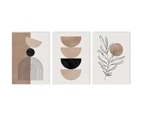 Pinturas de Lienzo,Cuadro Geométrico Bohemio en Negro y Marrón Sobre Lienzo Póster Abstracto Moderno de Líneas Arte Mural Con Plantas Decoración para Sala de Estar y Hogar-(40*60cm)-3pcs（sin marco）