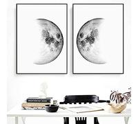 Pinturas De Lienzo Minimalistas Fases De La Luna Arte De La Pared Carteles Negros E Impresiones En Blanco Cuadros De La Tierra Para La Decoracion De La Sala De Estar Del Dormitorio Sin Marco 50×70cm×2