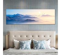 Pinturas de paisajes Cuadros de pájaros de montaña Decoración de pared Impresiones artísticas y carteles en lienzo Listo para colgar para la decoración del dormitorio 40x120cm marco interior