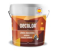 PINTURAS DECOLOR - Barniz Aqua Ambar Interior/Exterior Mate. Al Agua. (Nogal, 4 litros). Variedad de colores