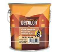 PINTURAS DECOLOR Barniz Lasur al Agua para Madera. Interior y Exterior. Castaño Medio. 750 ML