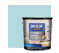 PINTURAS DECOLOR - Cocinas y Baños. Pintura Satinada al Agua para Azulejos, Paredes y Techos.(AZUL SUAVE) 2,5 LT