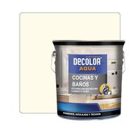 PINTURAS DECOLOR - Cocinas y Baños. Pintura Satinada al Agua para Azulejos, Paredes y Techos.(BLANCO MARFIL) 2,5 LT