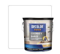 PINTURAS DECOLOR - Cocinas y Baños. Pintura Satinada al Agua para Azulejos, Paredes y Techos.(BLANCO PURO) 750ml