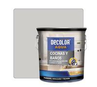 PINTURAS DECOLOR - Cocinas y Baños. Pintura Satinada al Agua para Azulejos, Paredes y Techos.(GRIS MEDIO) 2,5 LT