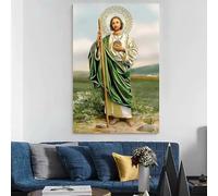 Pinturas decorativas clásicas de San Judas Tadeo, lienzo, pósteres e impresiones, arte de pared, imágenes, decoración del hogar, murales (50 x 70 cm/sin marco)