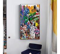 Pinturas en lienzo con grafiti de la Estatua de la Libertad, carteles e impresiones, arte callejero moderno, imágenes para decoración de pared de sala de estar, 60 x 90 cm (marco interior)