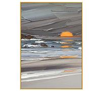 Pinturas Oleo, Moderno Gris Oscuro Textura Gruesa Mar Amanecer Paisaje Obra De Arte Abstracta Sin Marco Original Pintado A Mano Pinturas Al Óleo Sobre Lienzo Arte De Pared Para Sala De Estar Dormi