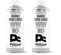 PINTUSOL Barniz Faros Coche Acrílico Brillo Transparente en Spray, Lijar Faros Previamente, Protección Restauración Duradera, Visibilidad Acabado Brillante, Barniz Profesional Especial Espray 400ml